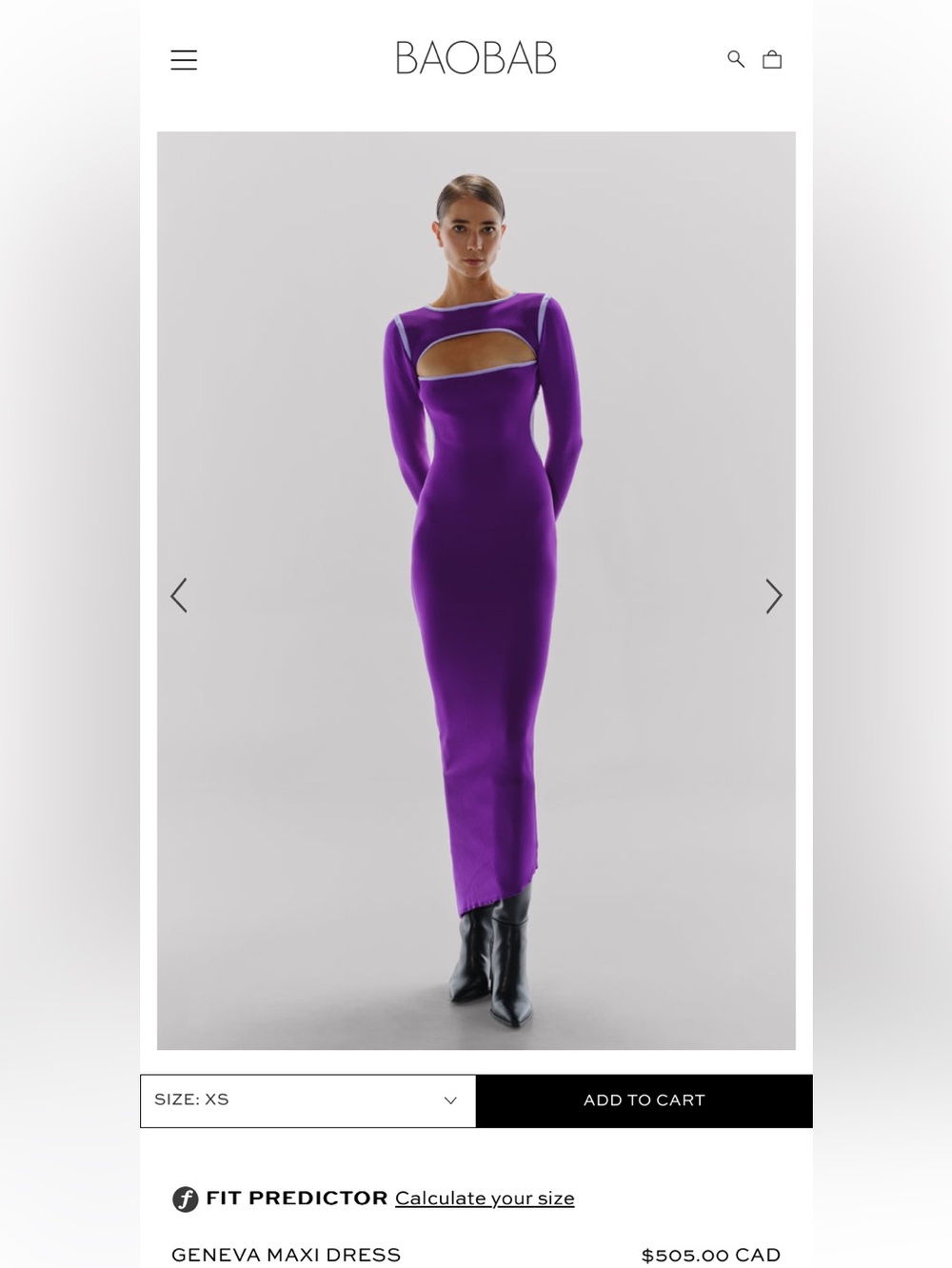 Baobab Collection Purple Cutout Maxi Dress